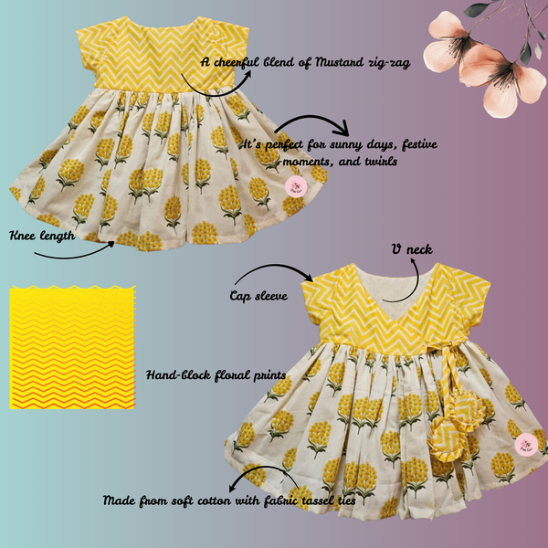 ZIG ZAG YELLOW COTTON DRESS