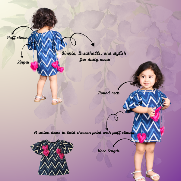 ZIG ZAG INDIGO PRINT DRESS