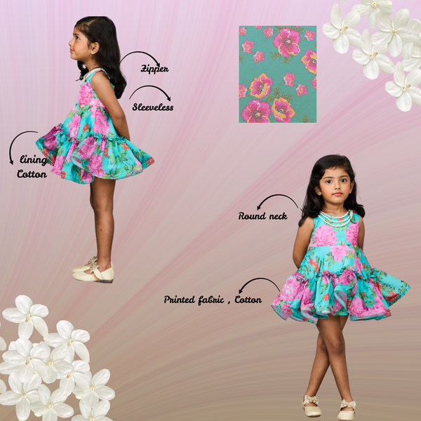 Sophisticated Digital Print Dress with Pearl Lines