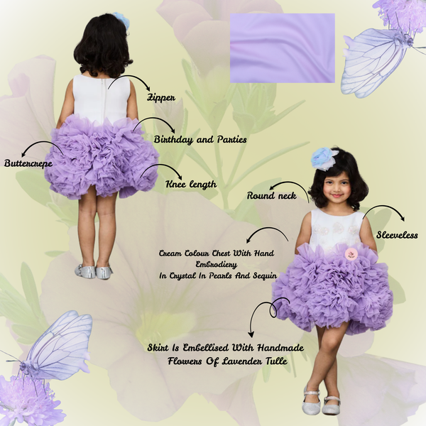 Lavender Hand Embroidered Flouncy Dress