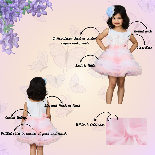 Enchanting hand embroidered pastel dress