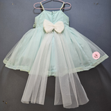 LIGHT BLUE SHIMMER NET WITH BIG FLOWER DRESS