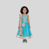 TINY TREADS EMBROIDERED BLUE LEHENGA