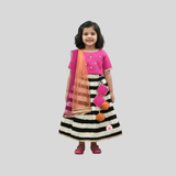 COLOURFULL PINK AND ORANGE GHAGHRA CHOLI