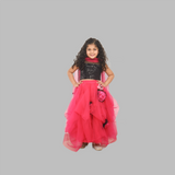 MINI ME HOT PINK AND BLACK FLARED GHAGHRA CHOLI