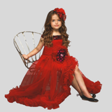 Long short Red frill gown