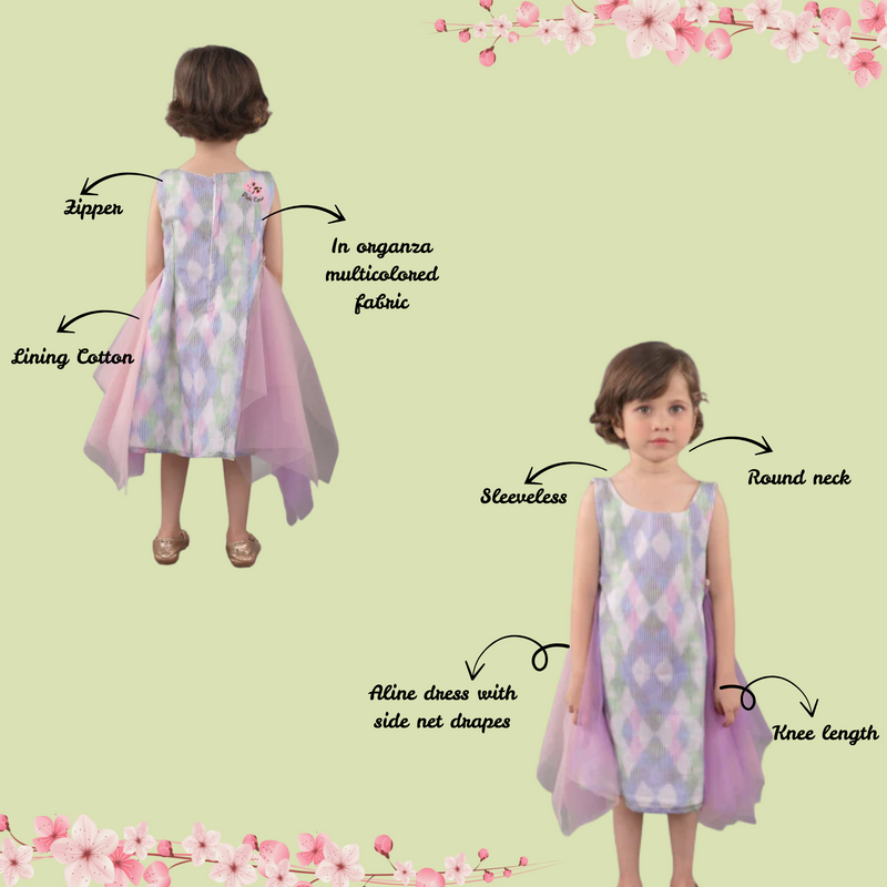 Aline draped dress in milticolour