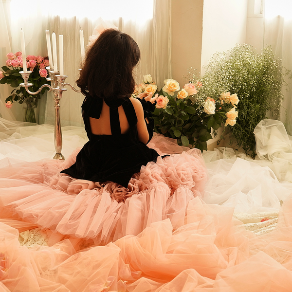 Butterfly Bloom Party Gown – Blush, Yellow & Hot Pink