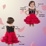 Red and black frilly dress