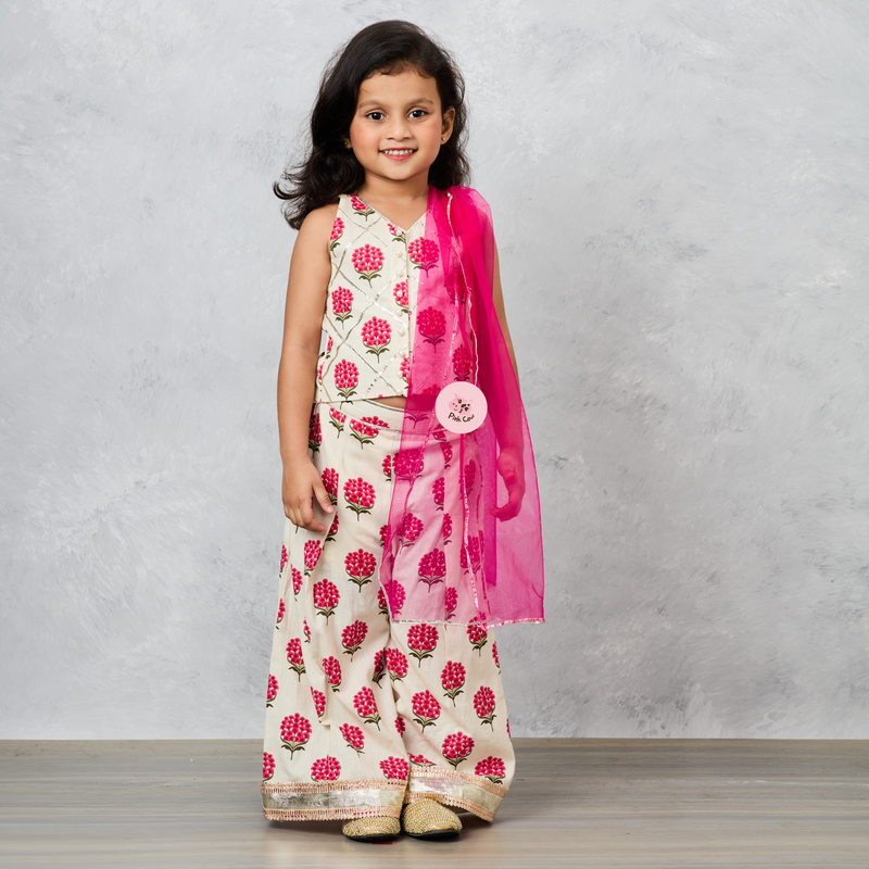 BLOCK PRINTED FUSION WEAR WITH DUPATTA