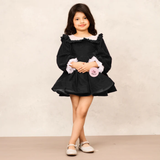 Elegant Black Velvet Full Sleeves Dress for Special Occasions