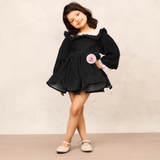 Elegant Black Velvet Full Sleeves Dress for Special Occasions