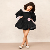 Elegant Black Velvet Full Sleeves Dress for Special Occasions