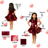 Maroon Velvet & Net Dress with Dazzling Red Sequin Embellishments