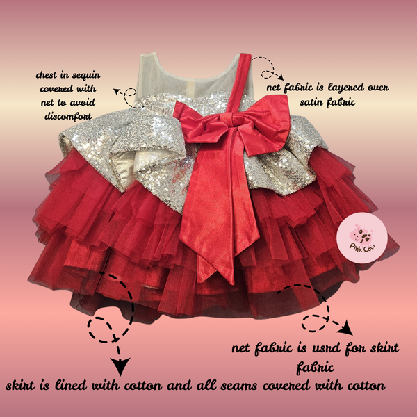 WONDERLAND SEQUENCE DRESS WITH EMBELLISHED BOW