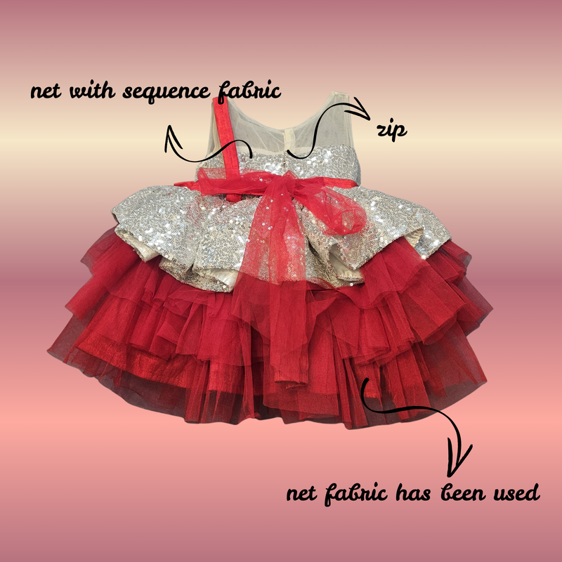 WONDERLAND SEQUENCE DRESS WITH EMBELLISHED BOW