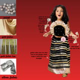 Black Velvet Choli with Gold Frilled Dupatta & Gota Work Skirt