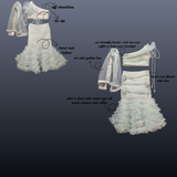 MINT GREEN RUFFLED SKIRT SET WITH ONE SHOULDER STRAP