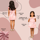 "Sophisticated Old Rose Taffeta Dress with Butterfly & Pearl Embellishments"