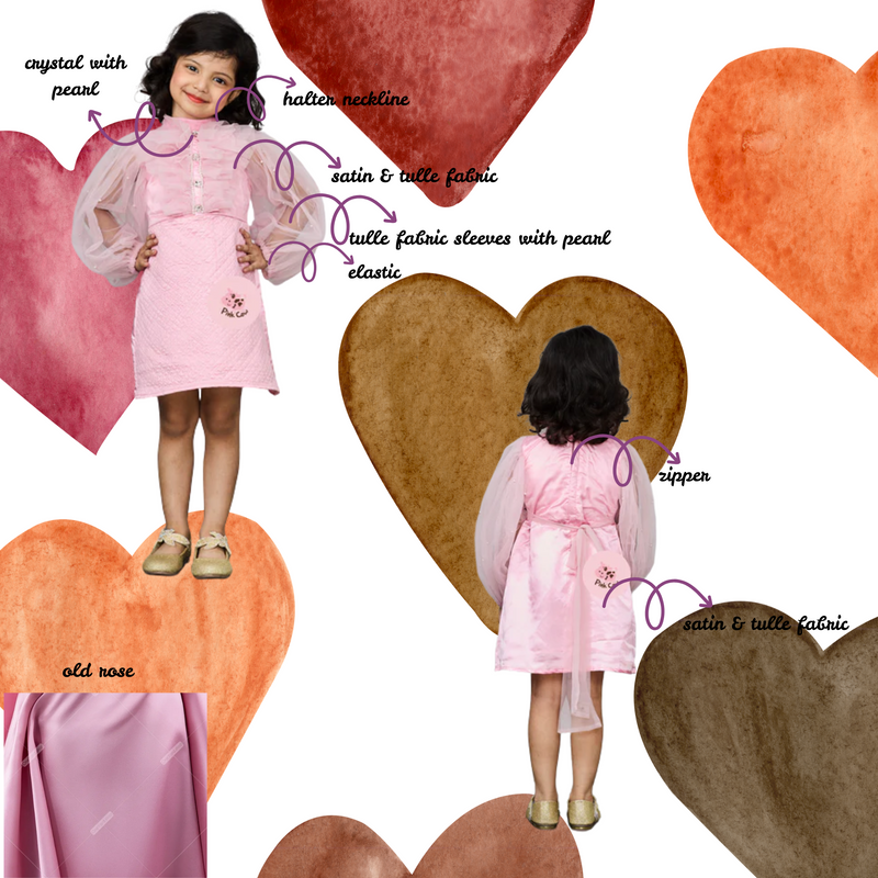 Sophisticated Old Rose Full Sleeves Ruffled Dress