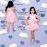 FLORAL & NET RUFFLE PARTY DRESS