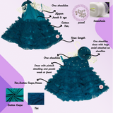 Swirl Ruffled Teal Blue One Shoulder Dress