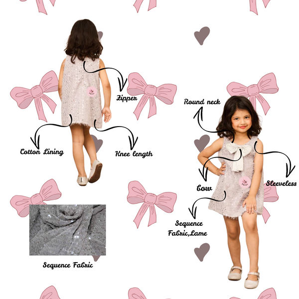 Elegant Old Rose A-Line Dress with Bow Detail