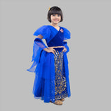 ROYAL BLUE STYLISH GHAGHRA CHOLI WITH GOLD EMBROIDERY