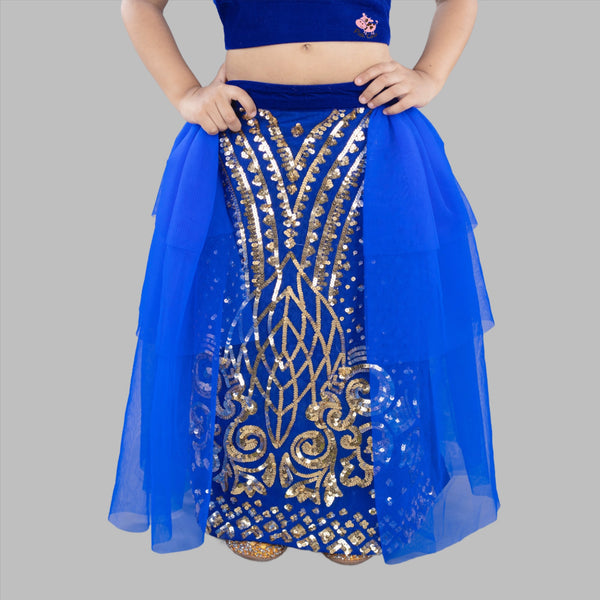 ROYAL BLUE STYLISH GHAGHRA CHOLI WITH GOLD EMBROIDERY