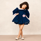 Elegant Teal Blue Velvet Full Sleeves Dress for Special Occasions