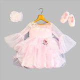 Pink pearl lacy frilled dress
