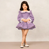 Elegant Lavender Velvet Full Sleeves Dress for Special Occasions