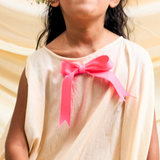 Cotton Woven Sleeveless Ruffled Dress  With Pink Bow And Shorts