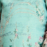 Chanderi Woven Full Sleeves Multi-colour Floral Printed Dress