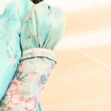 Chanderi Woven Full Sleeves Multi-colour Floral Printed Dress