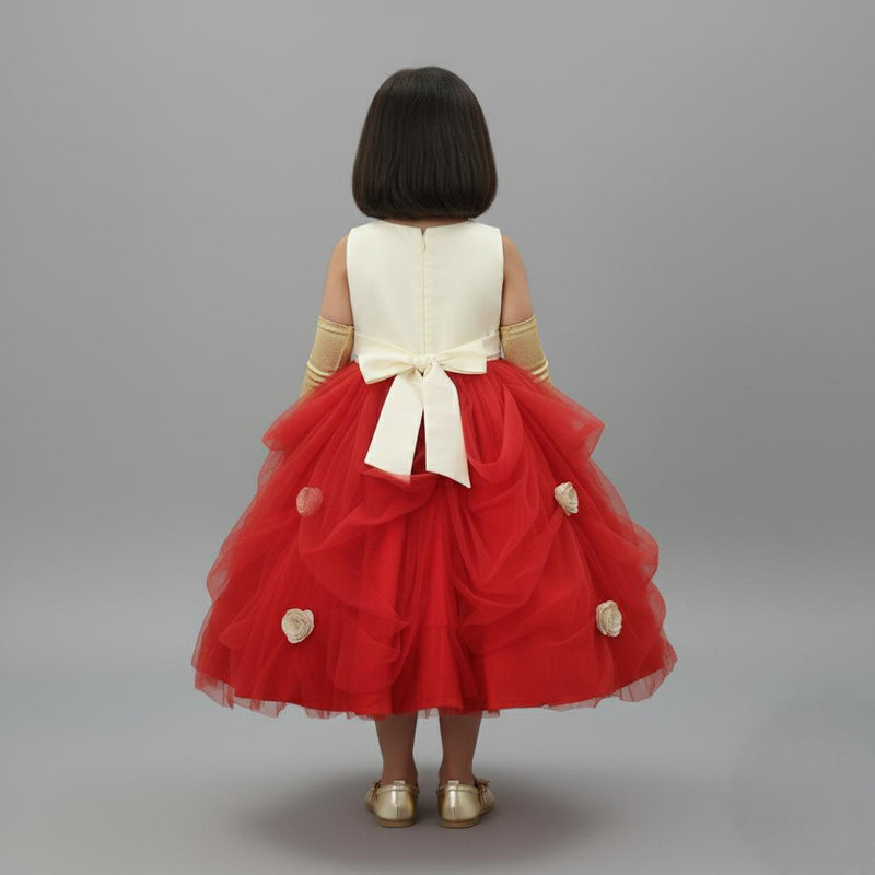 TINY TOTS DRAPED RED GOWN