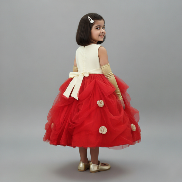 TINY TOTS DRAPED RED GOWN