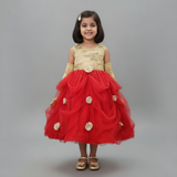TINY TOTS DRAPED RED GOWN