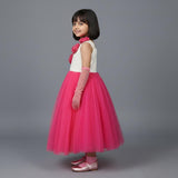 EXQUISITE ELEGANT ONE SHOULDER GOWN WITH ATTACHED FLOWER DETAIL FEATURING FRILLED GHAGRA & SKIRT