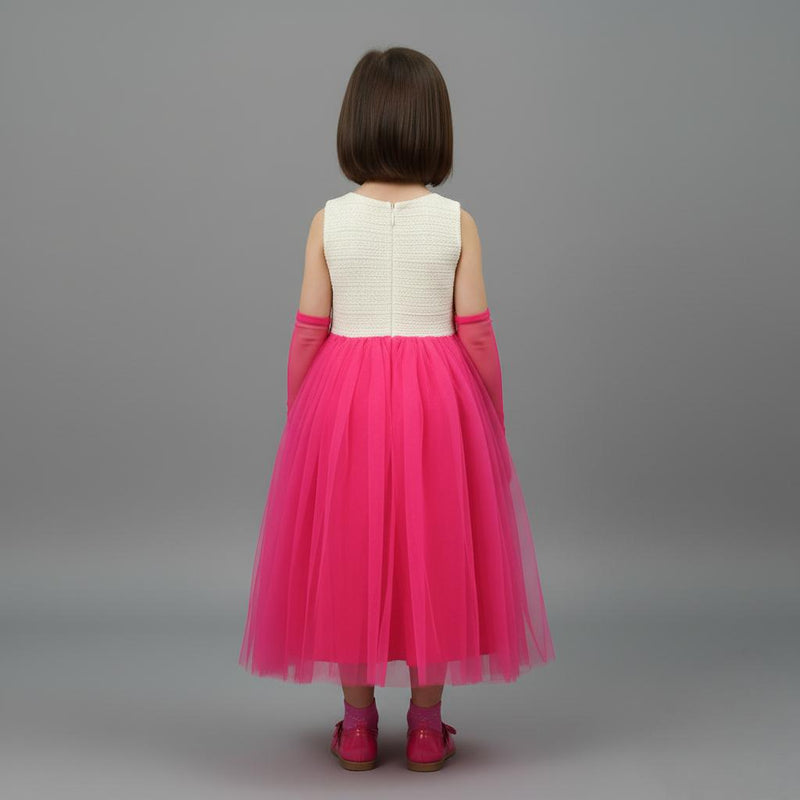 EXQUISITE ELEGANT ONE SHOULDER GOWN WITH ATTACHED FLOWER DETAIL FEATURING FRILLED GHAGRA & SKIRT