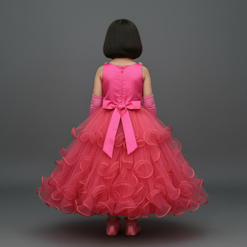 DAZZLE IN ELEGANCE NET FLARED PARTY GOWN ADORNED WITH EXQUISITE DIAMOND DETAIL AT THE FRONT