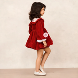 Elegant Red Velvet Full Sleeves Dress for Special Occasions
