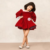 Elegant Red Velvet Full Sleeves Dress for Special Occasions