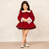 Elegant Red Velvet Full Sleeves Dress for Special Occasions