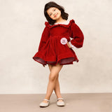 Elegant Red Velvet Full Sleeves Dress for Special Occasions