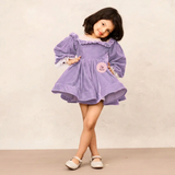 Elegant Lavender Velvet Full Sleeves Dress for Special Occasions
