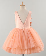 Mini me Asymmetrical Peach Brocade Gown