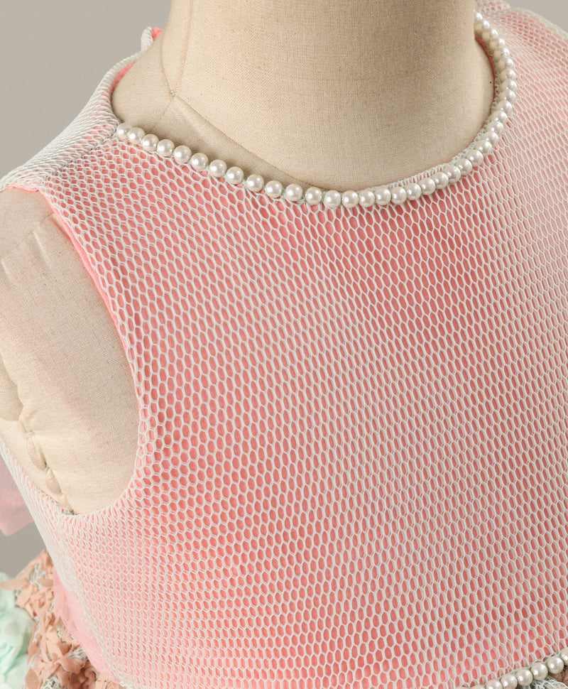 Embellished Peach Net Dress