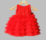 Girls Red Ruffle Dress