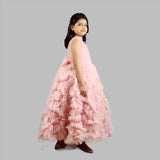 Pink Butterfly Ruffle Gown